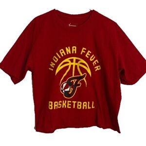 Indiana Fever Red Short Sleeve Cropped Cotton T Shirt Size Large Basketball WNBA